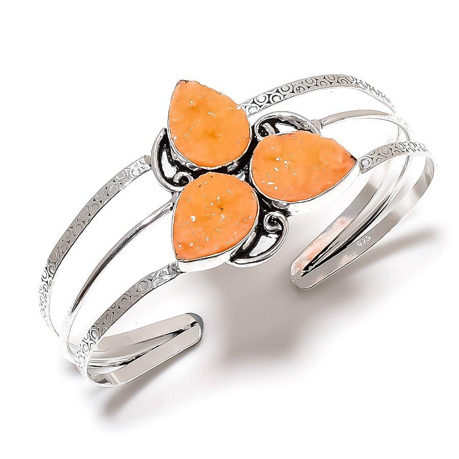 Handmade Sterling Silver Gemstone Cuff Bracelet Adjustable
