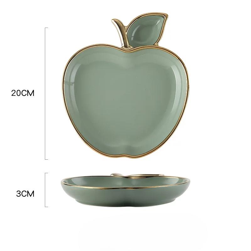 Luxury Creative Phnom Penh Apple Shape Ceramic Rice Plates Home Jiaozi Plate Flat Plate Dessert Dish