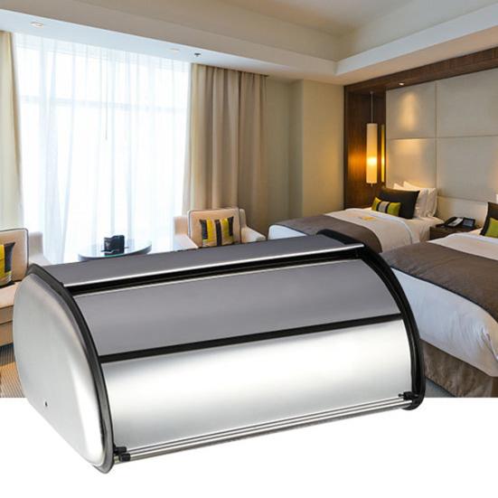 Home Hotel Steel Bread Kitchen Large Stainless Holder Storage Container Box Bin