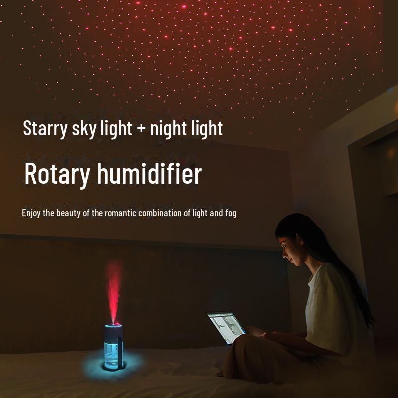 Starry Sky USB вращающийся увлажнитель и атмосферный свет для автомобиля и дома - модель 2024 года