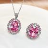 Luxury Pink Diamond Jewelry Set Pendant Necklace and Ring Elegant Fashion Accessories