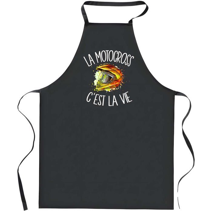 Tablier de cuisine - Motocross C'est la Vie - Noir - Coton - Polyvalent (cuisine, barbecue, jardinage)