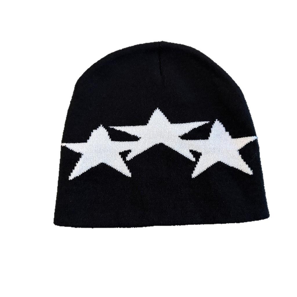 Winter Fall Beanie Knitted Cap With Star Pattern For Casual Streetwear Gift