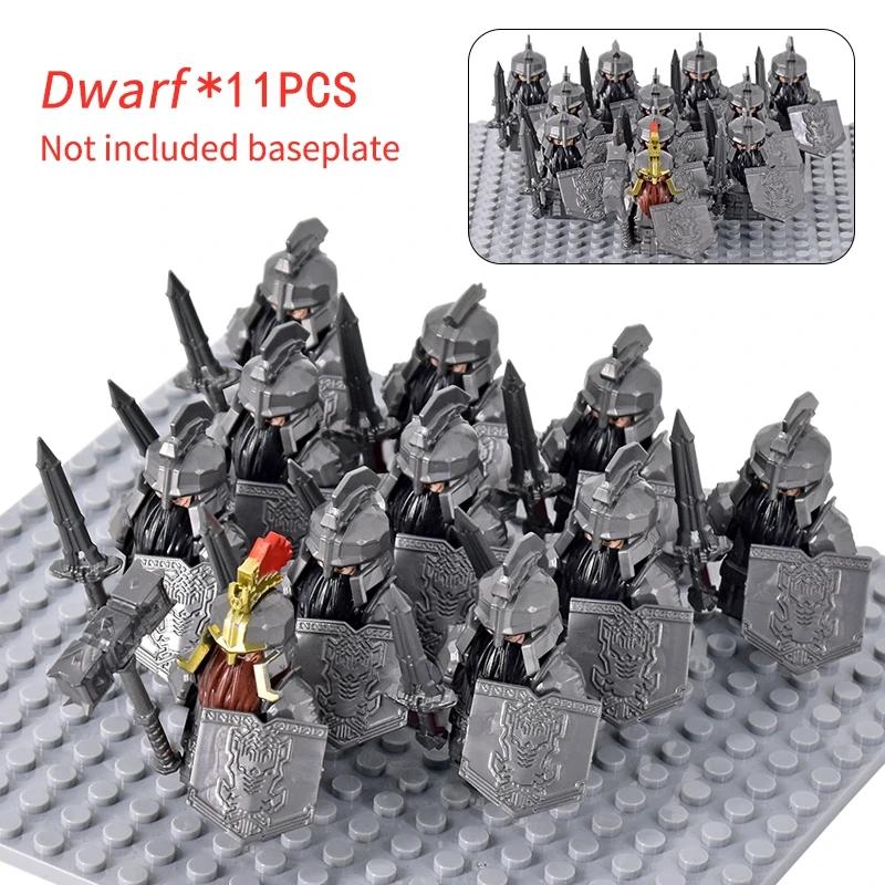 MOC Средневековый Гном Воин Эльфы Рыцари lotr Фигурки Строительные Блоки Аксессуары Броня Щит LOTR DIY Игрушки Для Детей подарок
