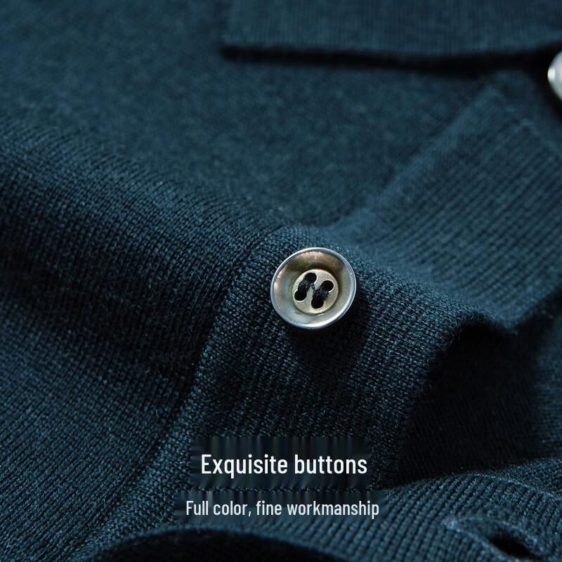 Hodo Men's 100% Wool Machine Washable Polo Sweater