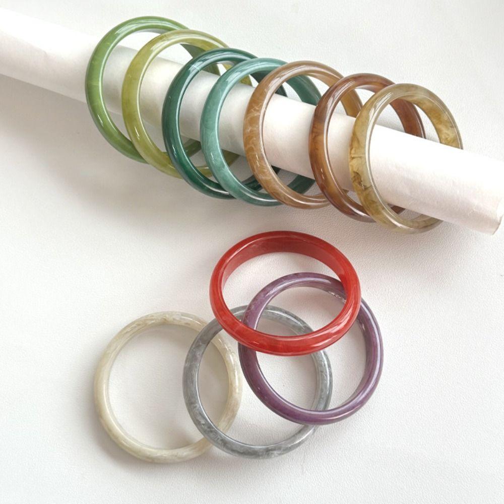 Circular Resin Bangle Bohemian Retro Hand Ring Cute Circular Geometric Bracelet Spring Summer