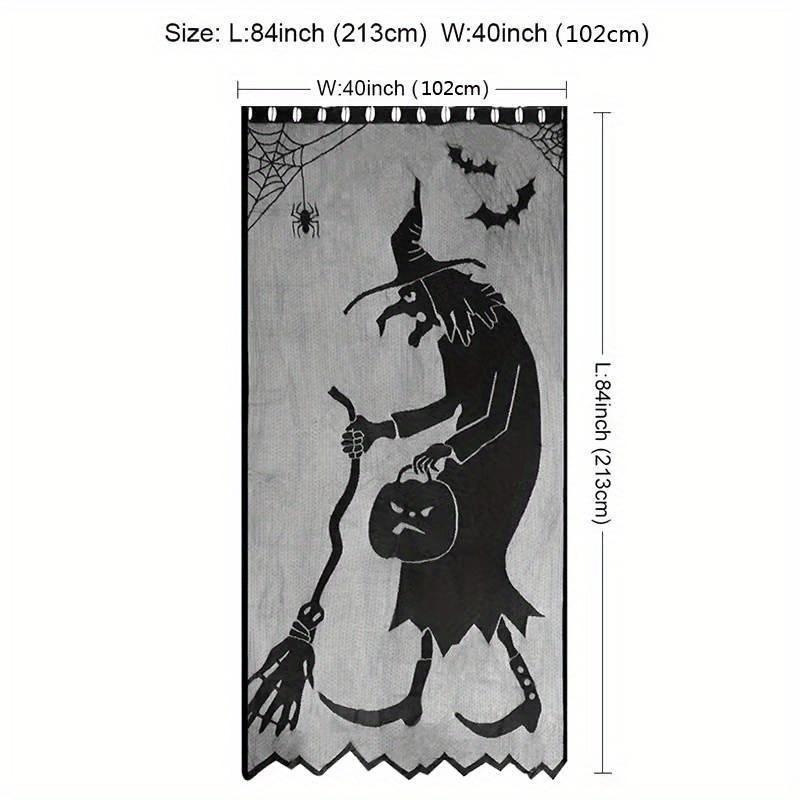 1pc Halloween Decoration Spider Witch Bat Skull Door Curtain Ghost Festival Black Lace Curtain Home Party Decoration
