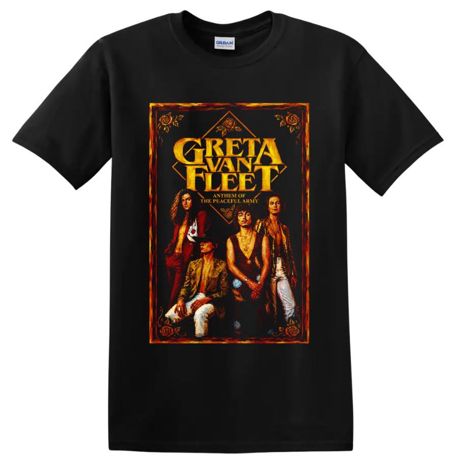 Greta Van Fleet Rock Band T Shirt Vintage Floral Portrait Graphic Music Art Tee