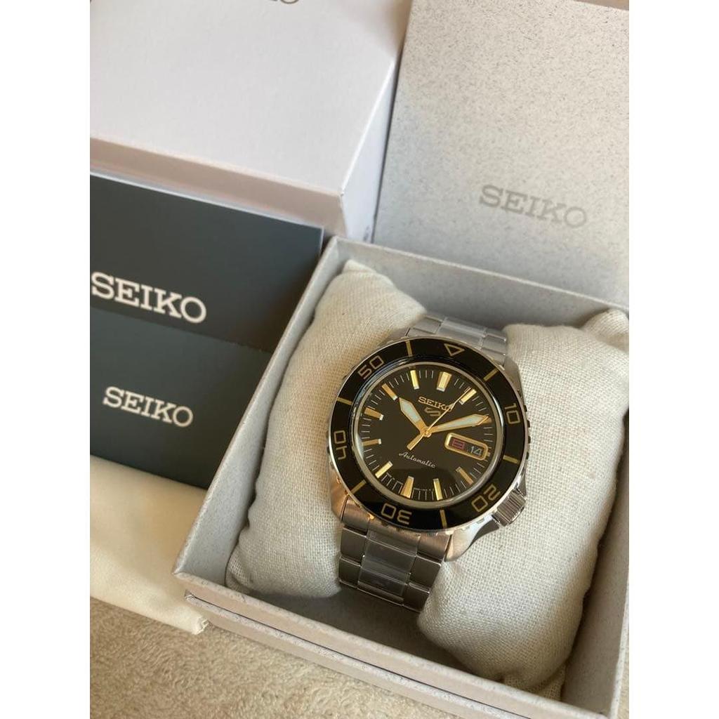 Used SEIKO 5 Sports Automatic Watch Black x Gold Unused Item With Warranty