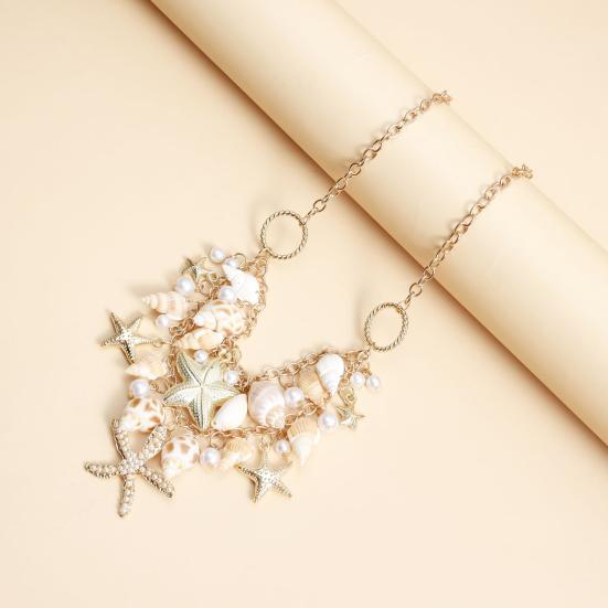 Bohemia Style Beach Waist Chain Imitation Pearl Starfish Conch Charm Vacation Body Chain Belly Chain Jewelry Gift
