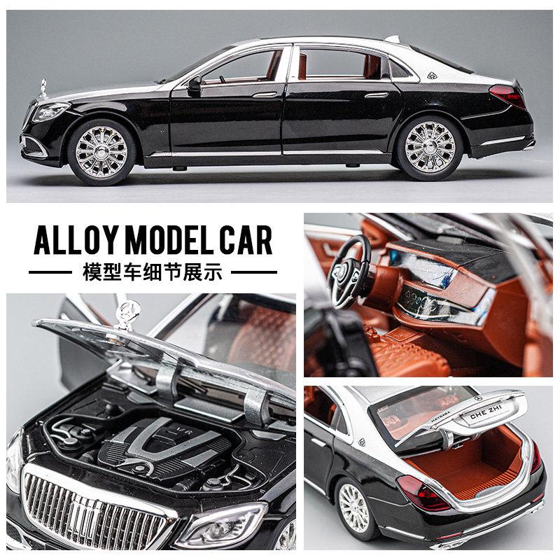1:24 Mercedes Benz Maybach S600 Luxury Limousine Alloy Car Model Diecast Metal Toy Desktop Display Collectible Ornament Holiday