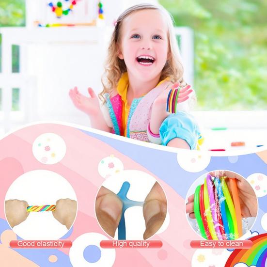 50/100Pcs Colorful Elastic Rope Sensory Toy Kids Adults Stress Anxiety Relief TPR Stretchy Noodle Fidget String Toy Party Favors