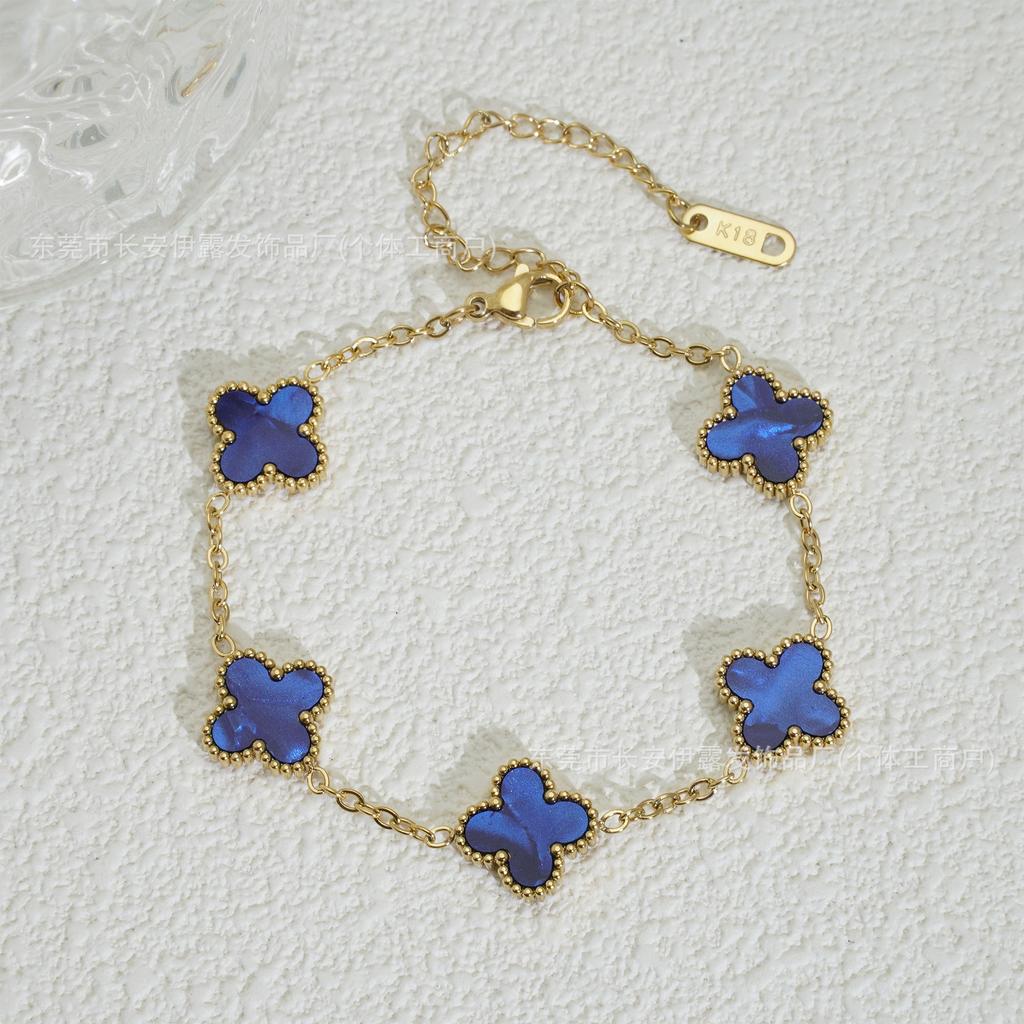 Браслет женский из 18-каратного золота «Четырехлистный клевер» Модный и трендовый браслет «Счастливый четырехлистный клевер»