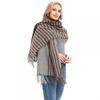 Autumn Winter Scarf Brown Houndstooth Scarf Women's Tassel Shawl