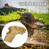 Tortoise Water Bowl with Ramp 2-in-1 Large Reptile Feeding Dish Bathing Pool Aquarium Ornament for Lizard Gecko Turtle Snake Bearded Dragon