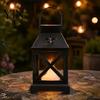 Portable Decorative Lamp Lantern with LED Candle, Battery Operated Flickering Flame Lamp, Vintage Bedside Night Light for Kids Hanging Lanterns,
