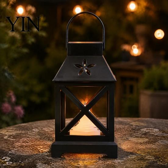 Portable Decorative Lamp Lantern with LED Candle, Battery Operated Flickering Flame Lamp, Vintage Bedside Night Light for Kids Hanging Lanterns,