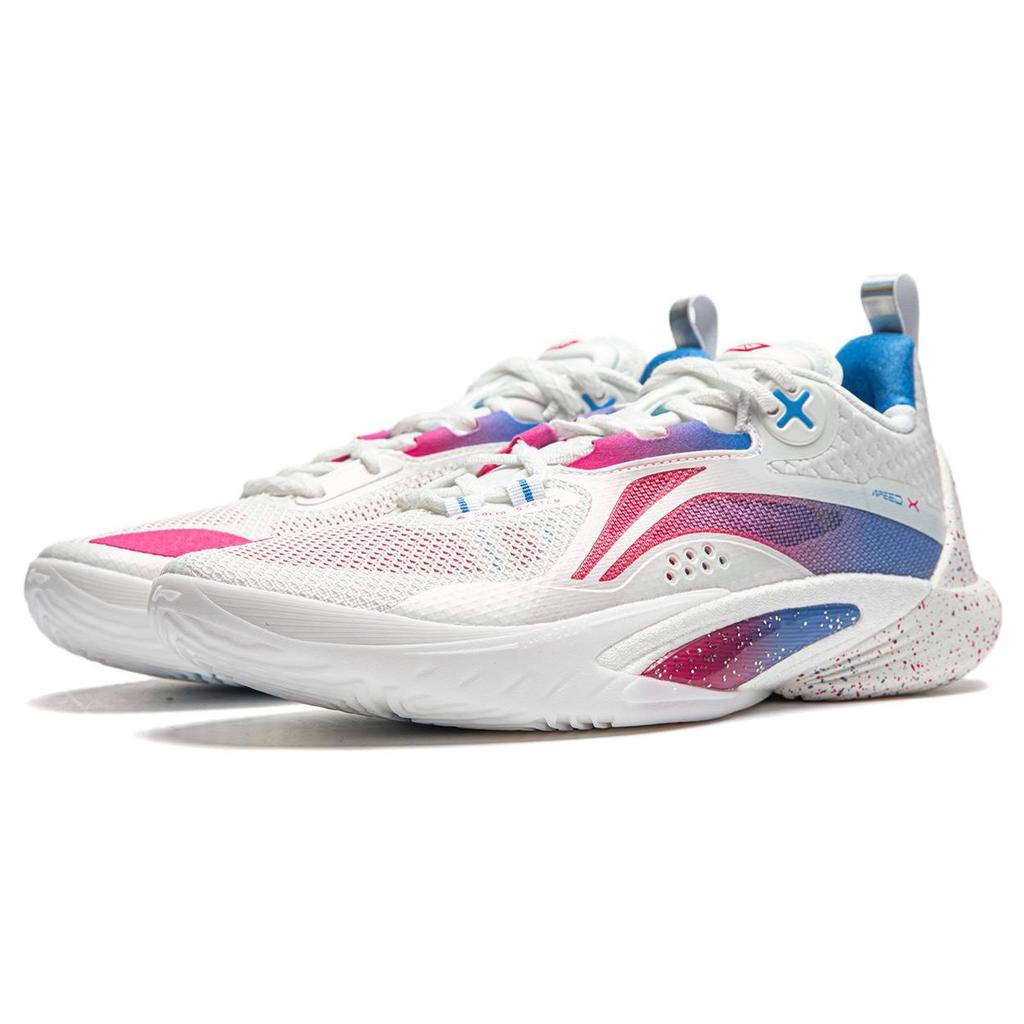 Li Ning Lpl 10th Anniversary Flash 10 Rebound Lightweight Shock Absorption Durable Low Top Basketball Shoes Men Sneaker White Pink ABAT085-16