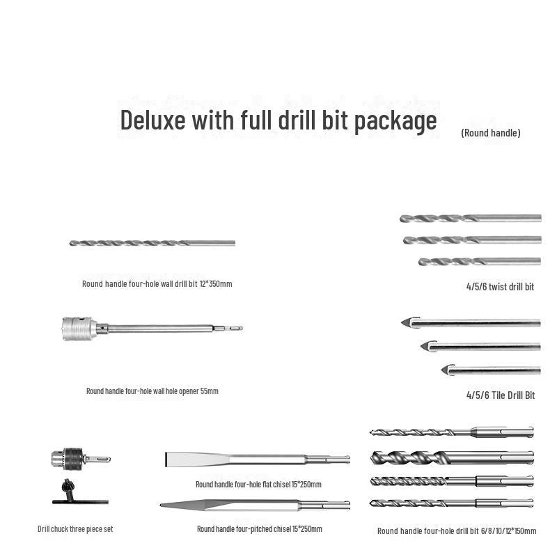 Электрический перфоратор и набор бит: Поворотный, Треугольный, Открыватель Отверстий В Стене (Квадратная/круглая ручка)