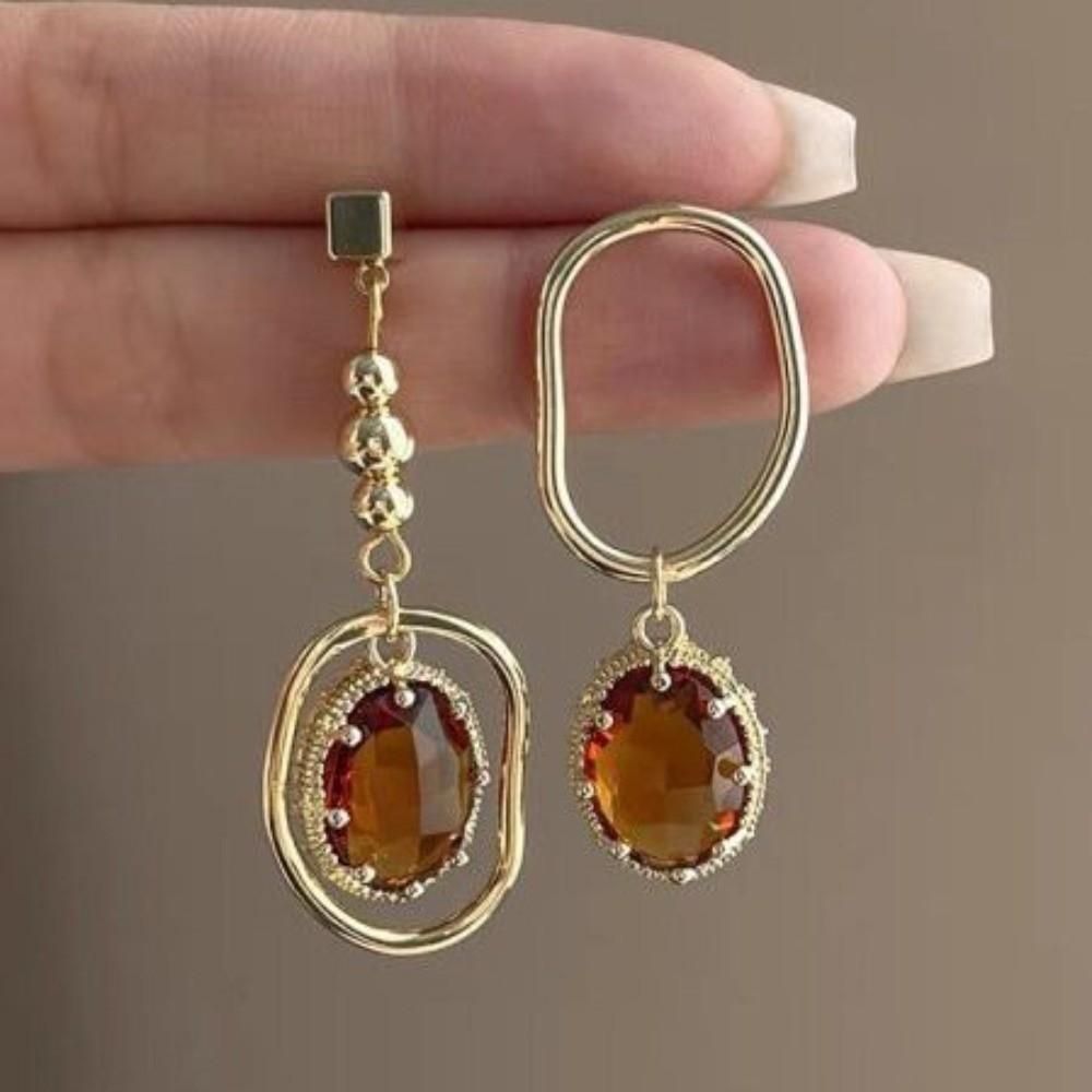 Elegant Asymmetric Earrings Zircon Vintage Earrings Gift Drop Dangle Earrings Women