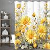 Yellow Floral Shower Curtain, Bathroom Decorative Shower Curtain, Waterproof Shower Curtain with Hooks