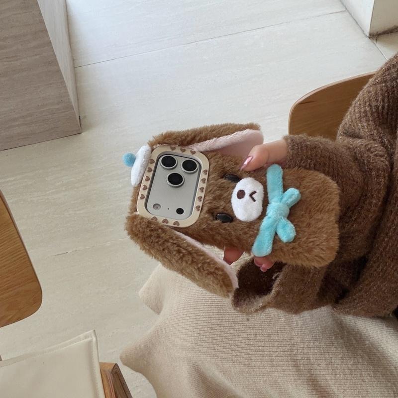 Plush Cute Puppy Phone Case for iPhone 18 17 Pro Max 14 15 16 13 Fundans INS cute new shockproof protective case