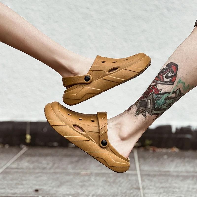 Summer Men Slipper Fashion Thick Sole Clogs Beach Clogs Indoor House Shoes Sneaker Non-slip White Sports Sandals for Men