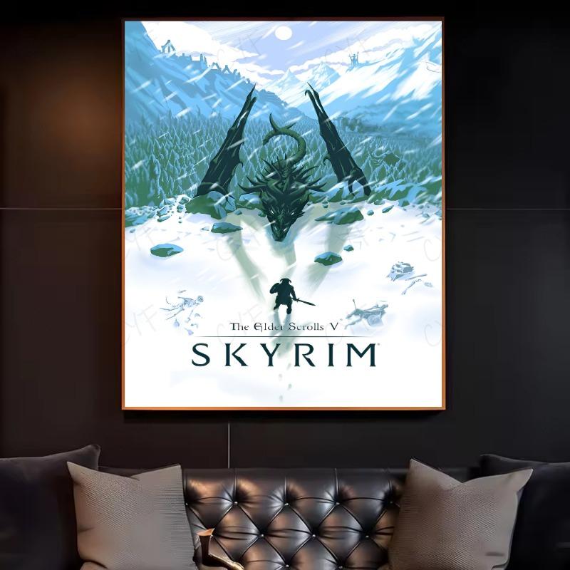 S-Скайрим Постер The Elder S-Scrolls V HD арт липкий на стену водонепроницаемый дом гостиная спальня бар эстетичное украшение