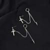 Серьга-гвоздик с цепочкой-кисточкой из нержавеющей стали с клипсой-крестом, модная бижутерия, женская серьга-подвеска
