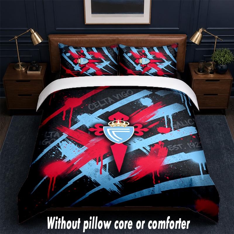 Celta Vigo FC Design Bed Bedding Set 1 Duvet Cover + 2 Pillowcases Soft Breathable Household Bed Linens