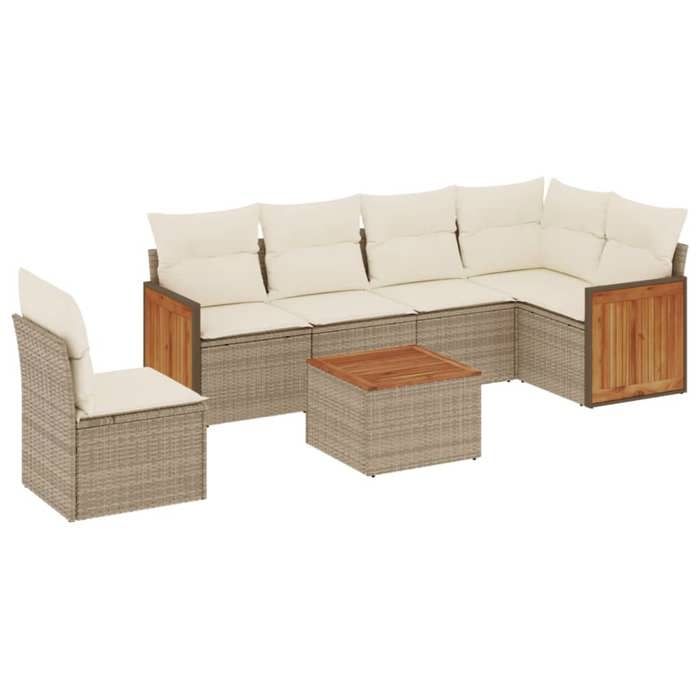 VidaXL Salon de Jardin avec Coussins 7 pcs, Canapés de Terrasse, Ensemble de Meubles de Patio, Mobilier d'Extérieur, Beige 3227703