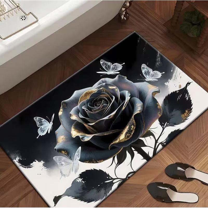 3D Роза Цветок Быстросохнущий Противоскользящий Коврик для Ванной