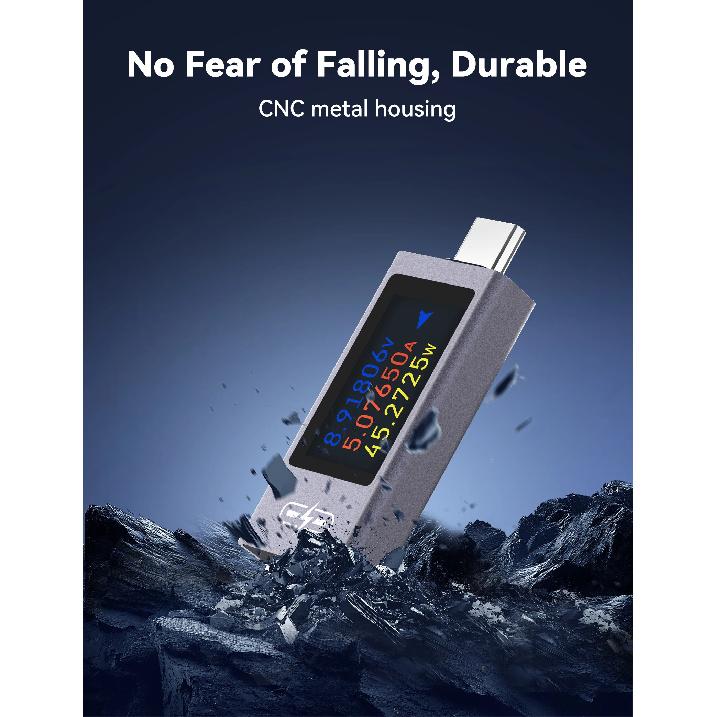 UT02C/UT03C Type-C Tester DC4-30V 0-12A Multi-function Digital Display DC Voltage Ammeter Power Meter Cell Phone Charging Tester