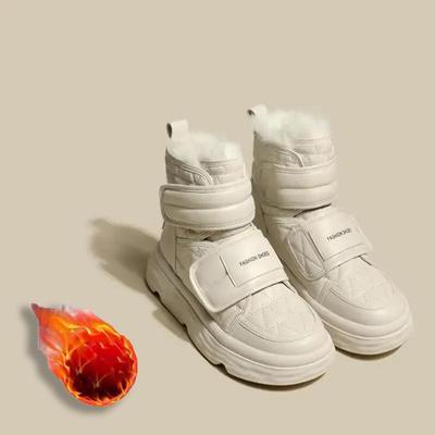 Женские зимние ботинки на липучках с подкладкой из хлопка с круглой толстой подошвой, зимняя теплая обувь, короткие туфли