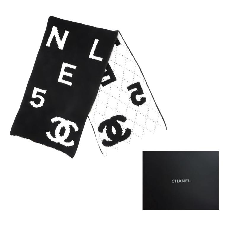 Chanel Двусторонняя шерстяная культовая большая логотипичная шерстяная шаль для женщин, черно-белая