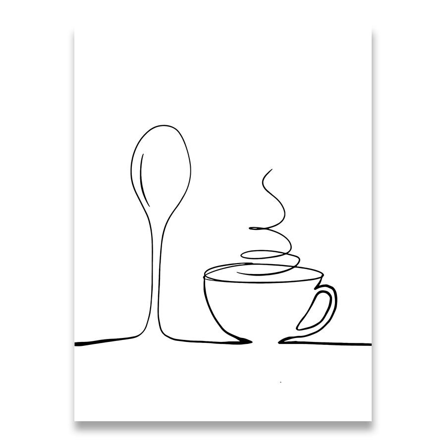 Модульные картины скандинавский стиль принты постеры линия кофе красное вино нож и вилка настенное искусство холст живопись для кухни домашний декор