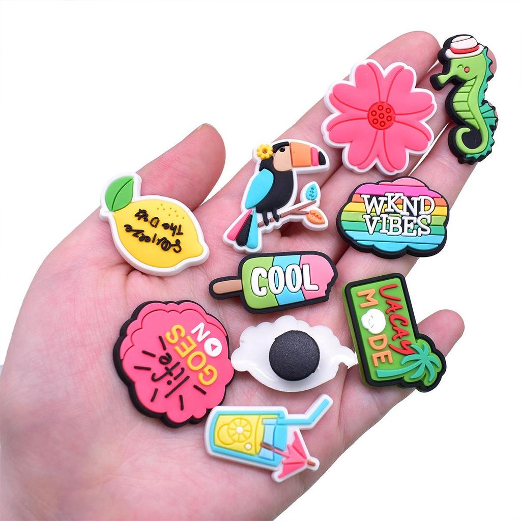 30Pcs Summer Sunshine Style Series PVC Shoe Charms for Shoe Decorations Shoe Accessories