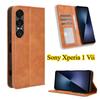 Retro Flip Book Leather Stand Cover for Sony Xperia 1 VII Case Magnetic Flip Wallet Case for Sony Xperia 1 V Ii  Phone Cover