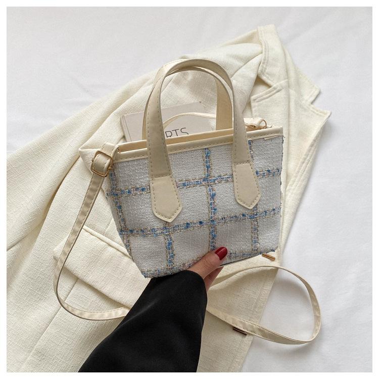 Клетчатая шерстяная трендовая сумка-тоут большой вместимости 2025 новая повседневная осенне-зимняя простая модная портативная сумка