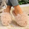 Fashion Autumn Winter Women Plush Slippers Fluffy Light Flip Flops Home Open Toes Living Room Shoes Fashion Sexy Slides Pantuflas Mujer