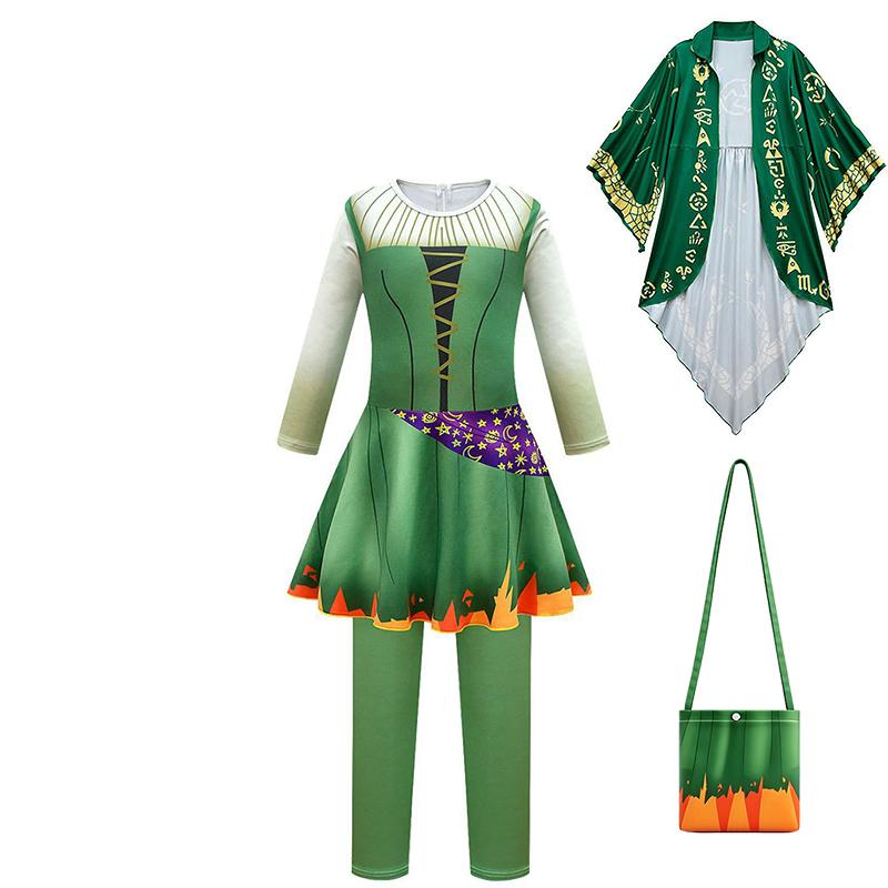Sanderson Sisters Witch Costume for Girls Halloween Cosplay Hocus Pocus Masquerade Children Clothing Carnival Party Kids Clothes