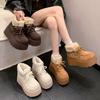 Winter Chunky Platform Women Fur Snow Boots Keep Warm Thick Sole Warm Cotton Short Booties Shoes