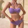 Трендовый корейский сексуальный топ-бандо, треугольный комплект бикини для женщин - пляжный стиль
