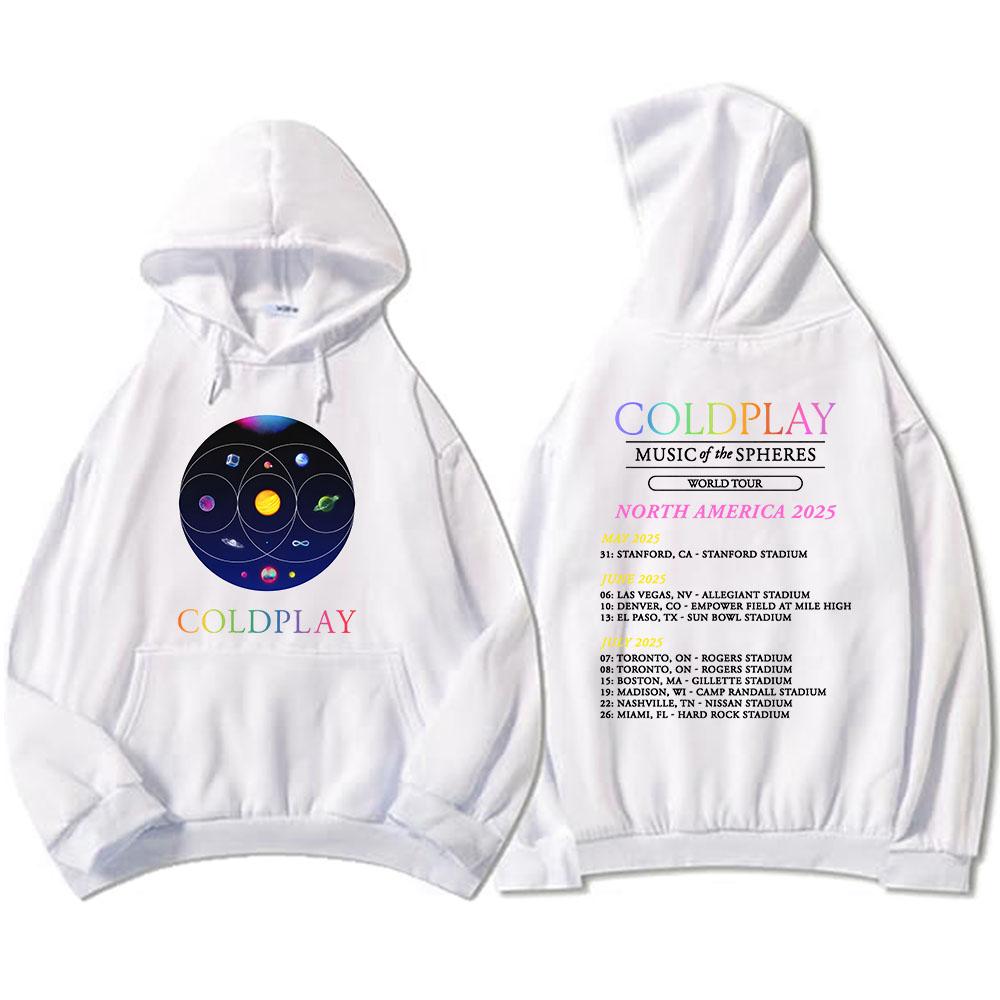 Rainbow-orbit Men Hoodie Front Coldplay Spheres Chest Print, Solar System Back Art Graphic, Thick Fleece Pullover Sweatshirt for Leisure Sport Trips