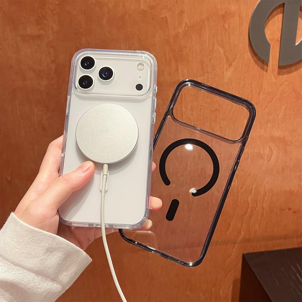 For iPhone 17 Pro Magnetic Case High Transparency PC + TPU Phone Back Cover