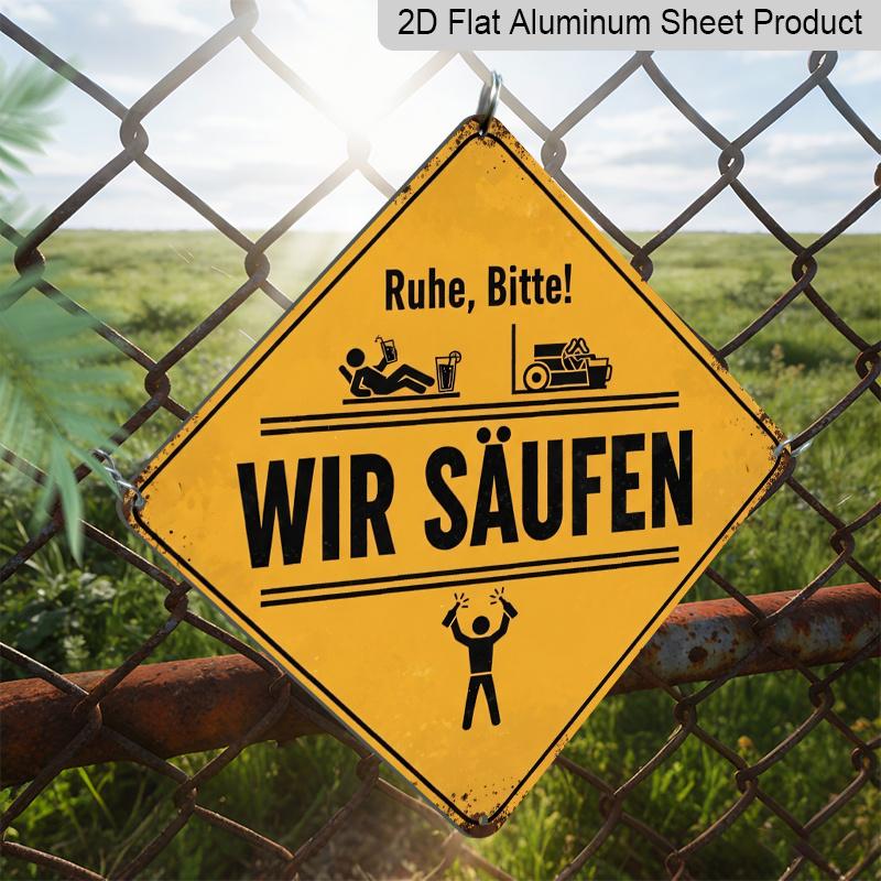 2D Flat - 1pc Vintage Funny Driving Themed Aluminum Sign, German Slogan Wall Art, Rustic Aluminum Plaque, Suitable for Garage, Bar, Tool Shed, Yard