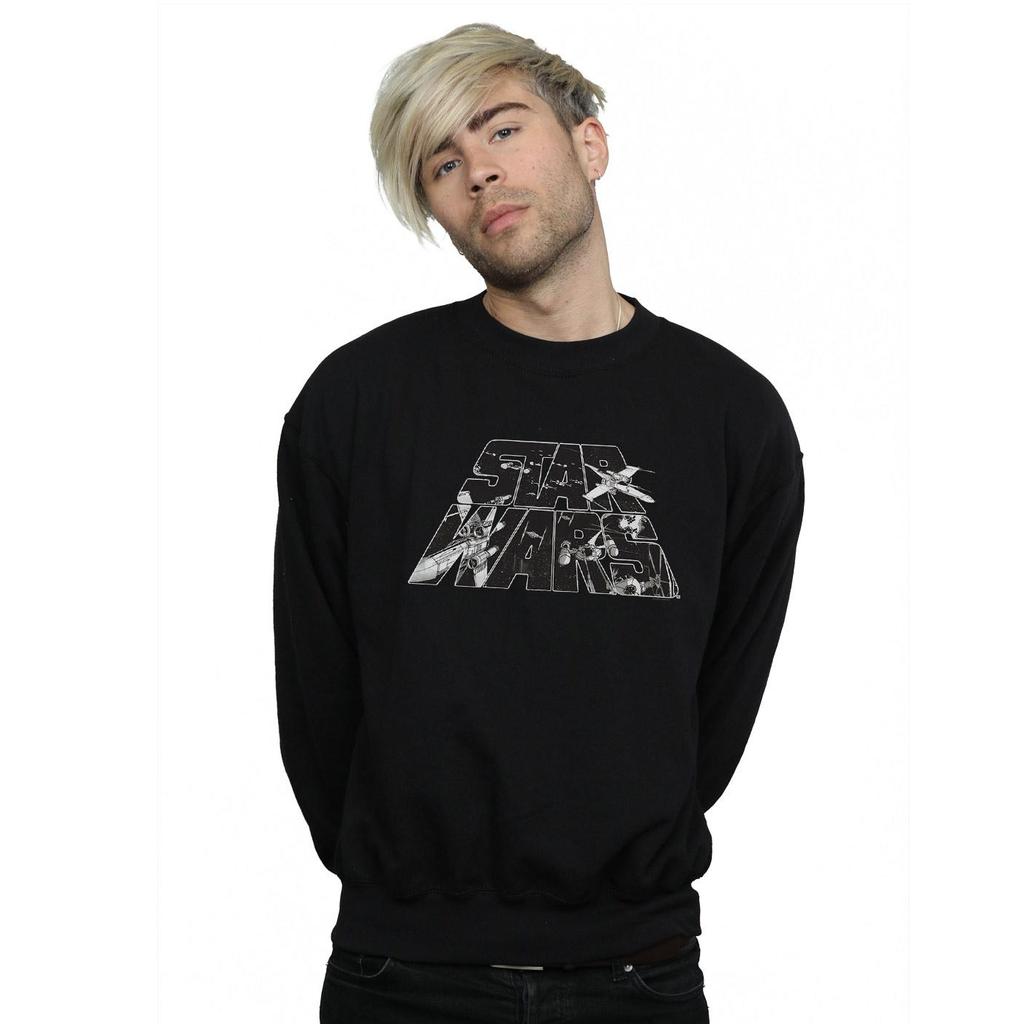 Star Wars Mens Logo Space Sketch Sweatshirt