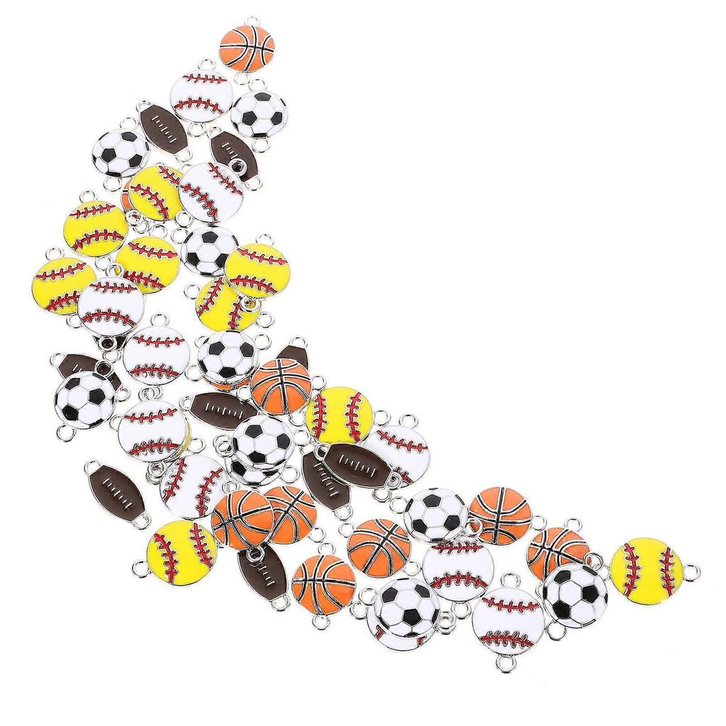 Jewelry Making Pendants Sports Ball Charms Mixed Style Assorted Color Hanging Charms Ball Shape Diy Jewelry Makers 50Pcs