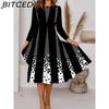 Women's Fashion Autumn Winter Long Sleeve O-Neck Casual Dresses