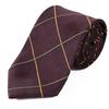 Michiko London Brand Made In Silk Jacquard Windowpane Check Pattern Necktie, Japan, 100% Weave, (Pattern A Wine)